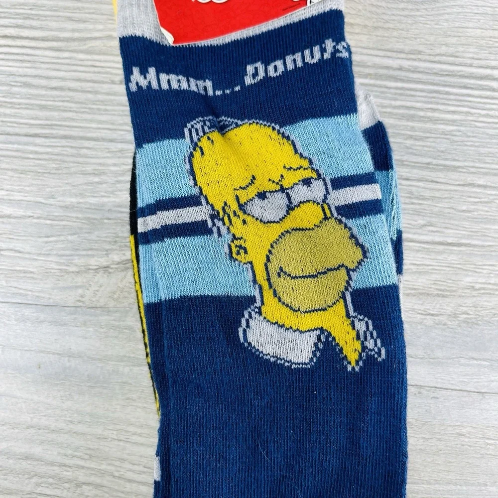 The Simpsons 2 Pairs Socks Homer Simpson Shoe Size 6 -12 Mens Womens 90s Cartoon